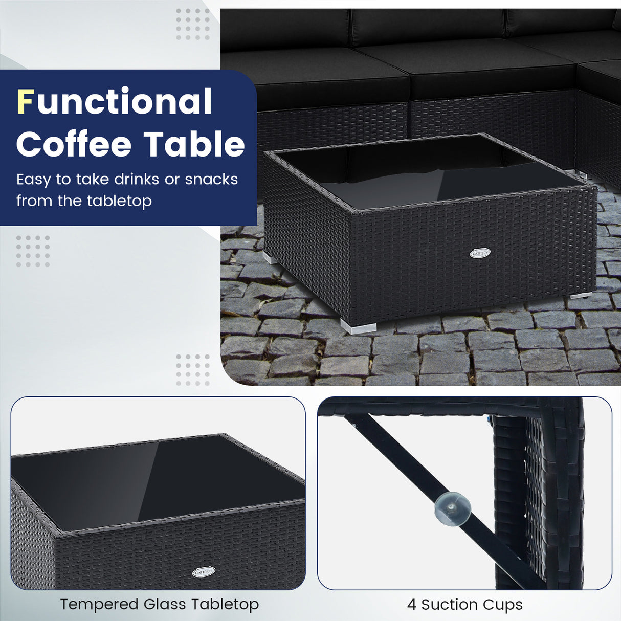 10 Piece Outdoor Wicker Conversation Set with Seat and Back Cushions