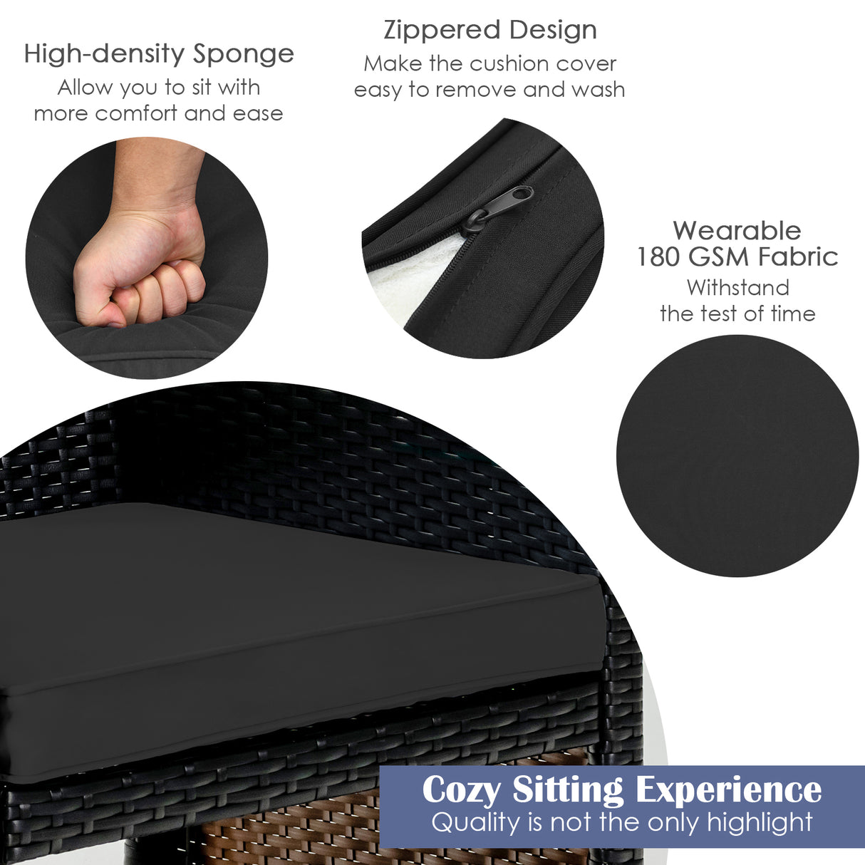 4 Pieces Patio Rattan Cushioned Furniture Set
