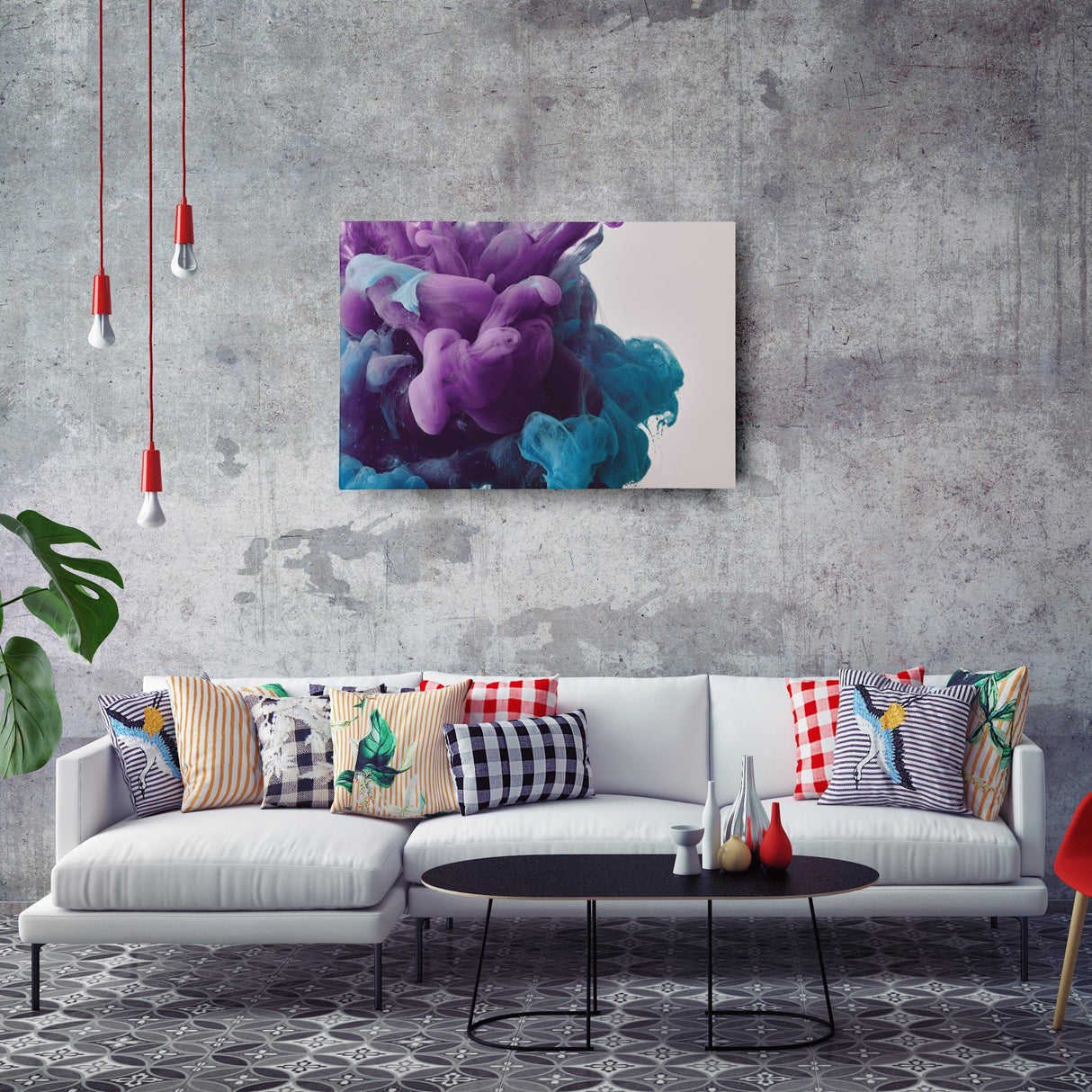 Abstract Cloud Canvas Art - Colorful Framed Wall Decor