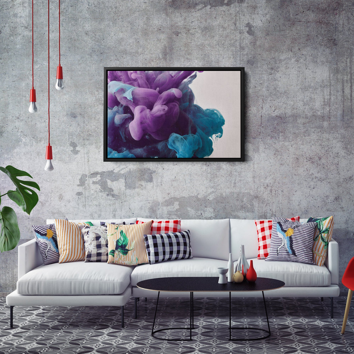 Abstract Cloud Canvas Art - Colorful Framed Wall Decor