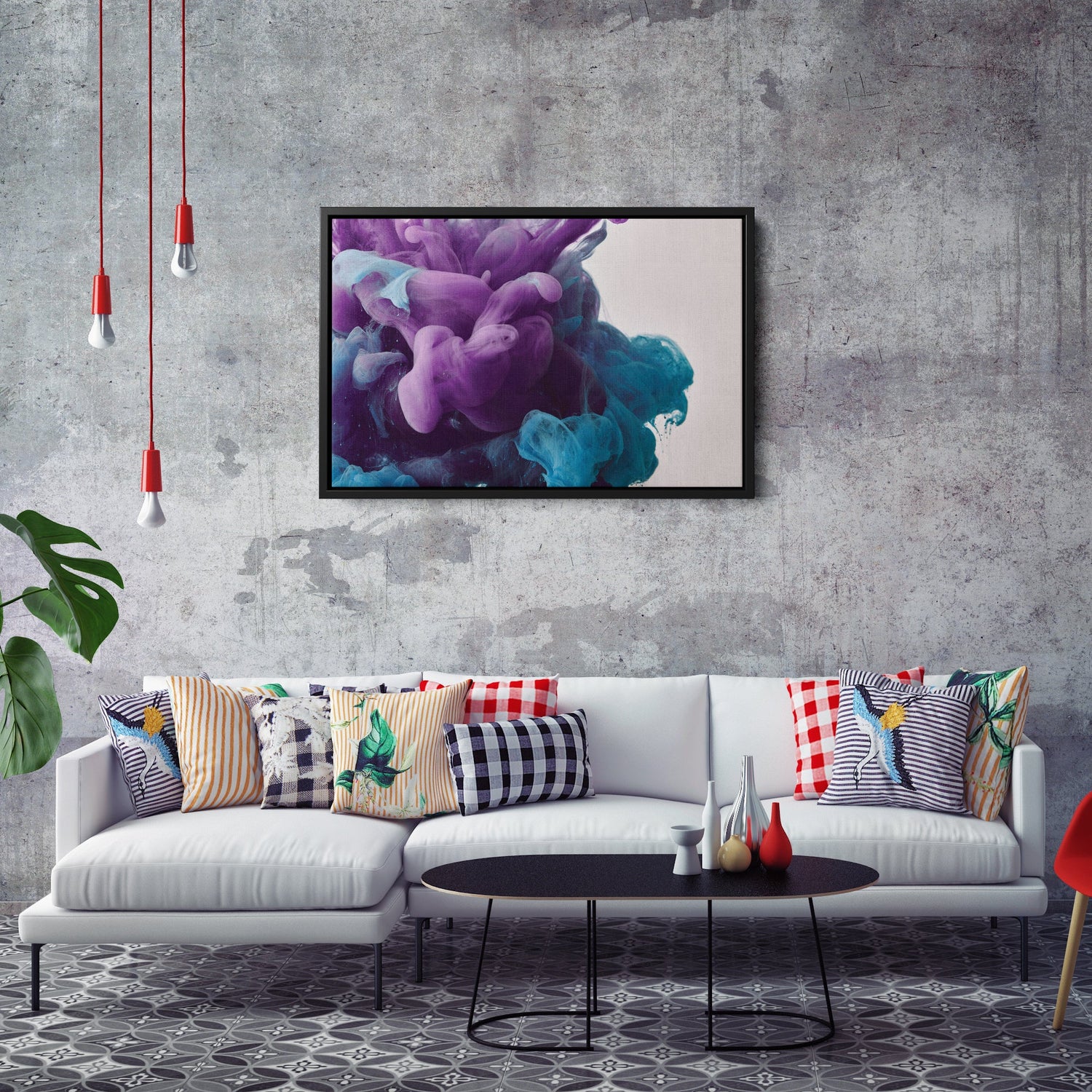 Abstract Cloud Canvas Art - Colorful Framed Wall Decor