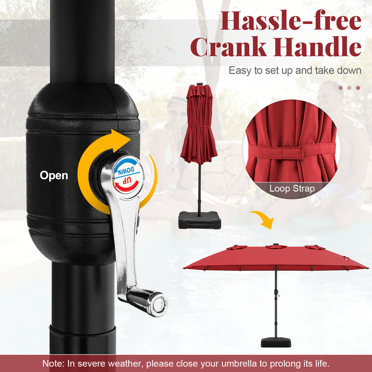 11 Pieces Patio Dining Set with LED Patio Umbrella with Base and Seat Cushions (Beige)