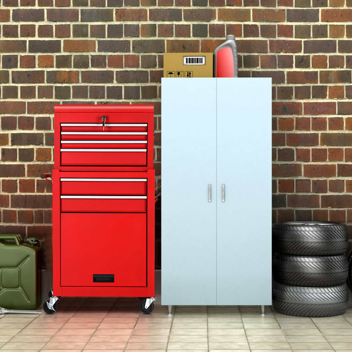 Rolling Cabinet Storage Chest Box Garage Toolbox Organizer