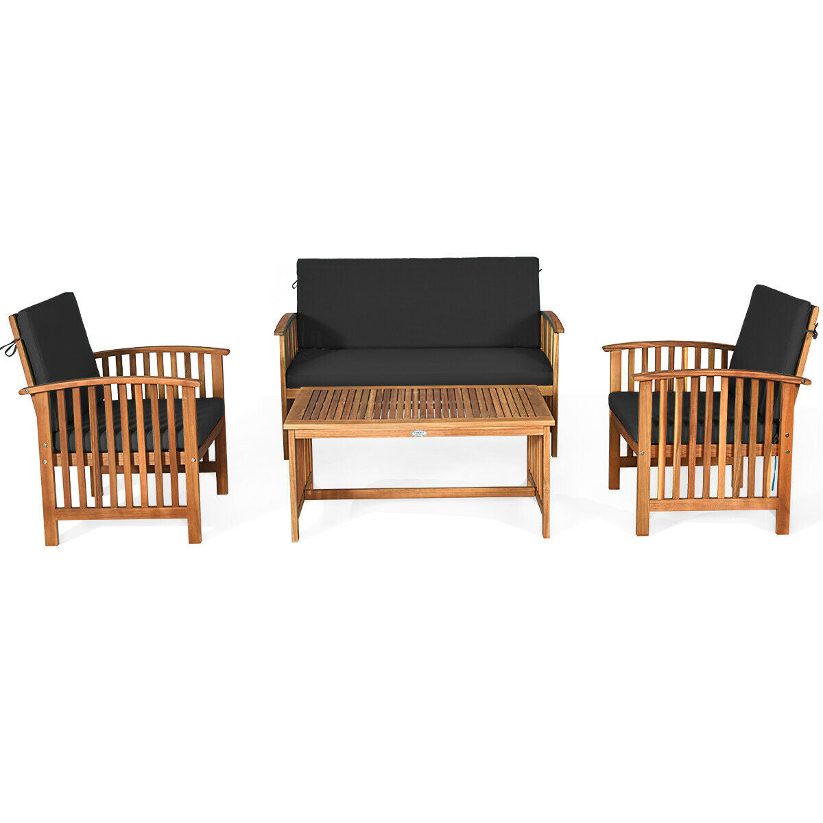 4 Pieces Patio Solid Wood Furniture Set