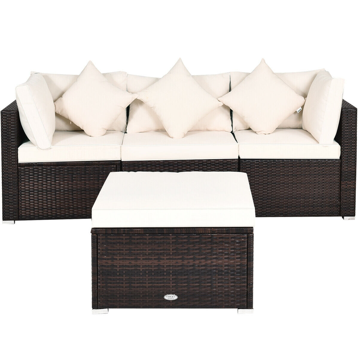 4 Pcs Ottoman Garden Deck Patio Rattan Wicker Furniture Set Cushioned Sofa