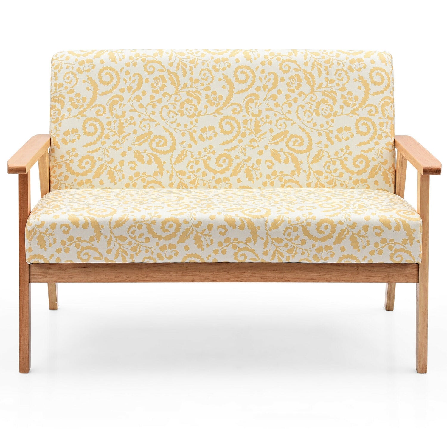 Modern Fabric Loveseat Sofa Couch Upholstered 2-Seat Armchair-Yellow