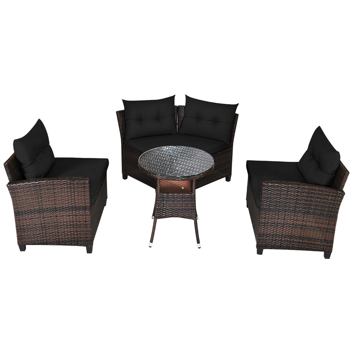 4 Pieces Furniture Patio Set Outdoor Wicker Sofa Set