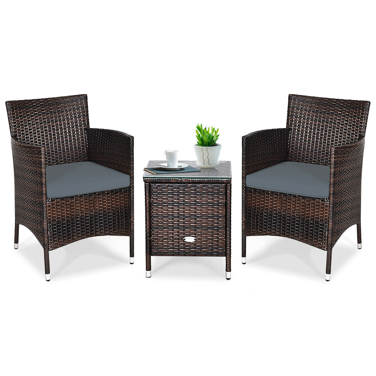 3 Pcs Outdoor Rattan Wicker Furniture Set