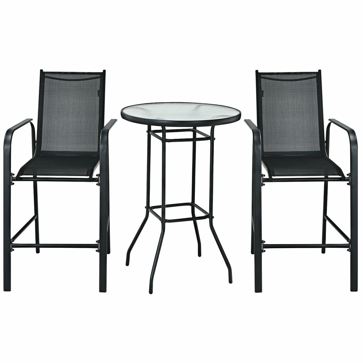 3 Pieces Outdoor Patio Bar Table Stool Set
