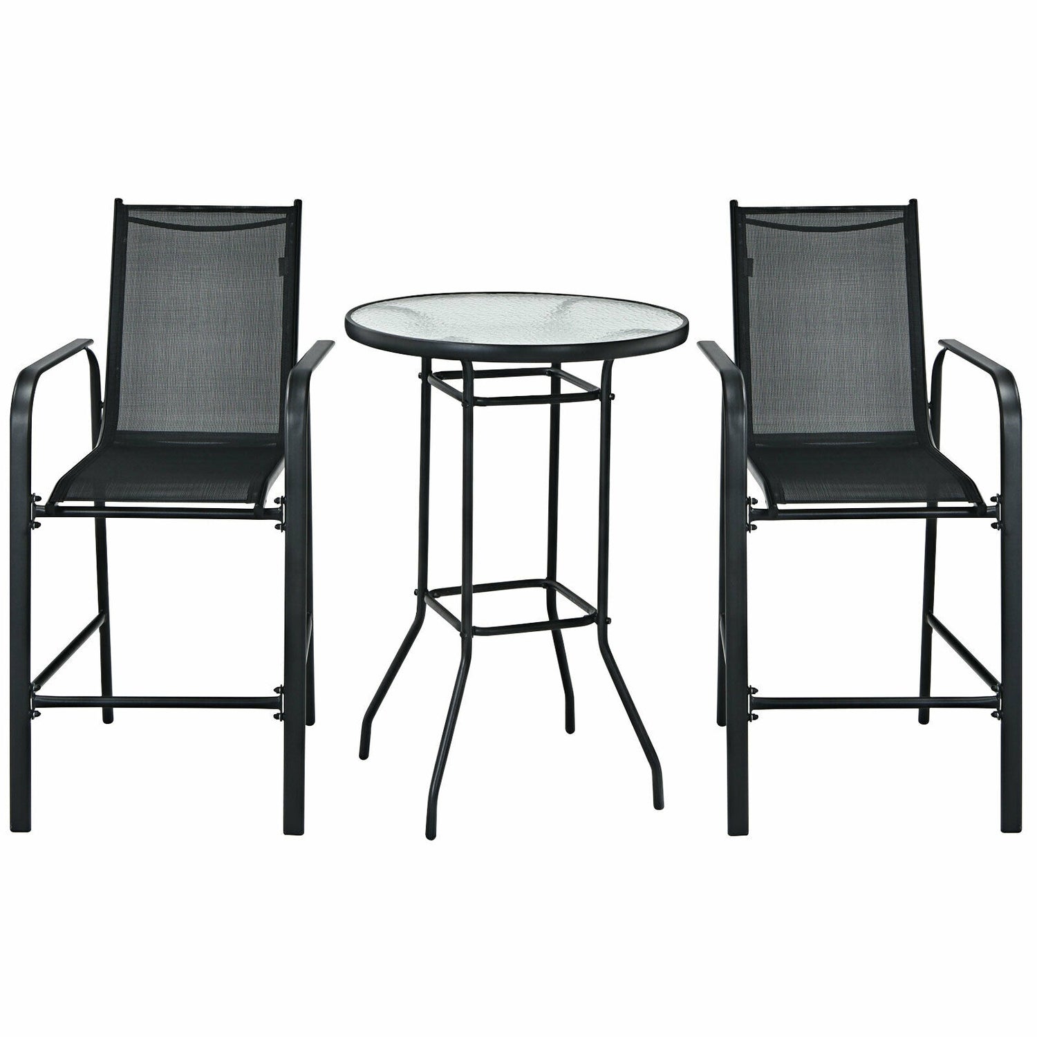 3 Pieces Outdoor Patio Bar Table Stool Set