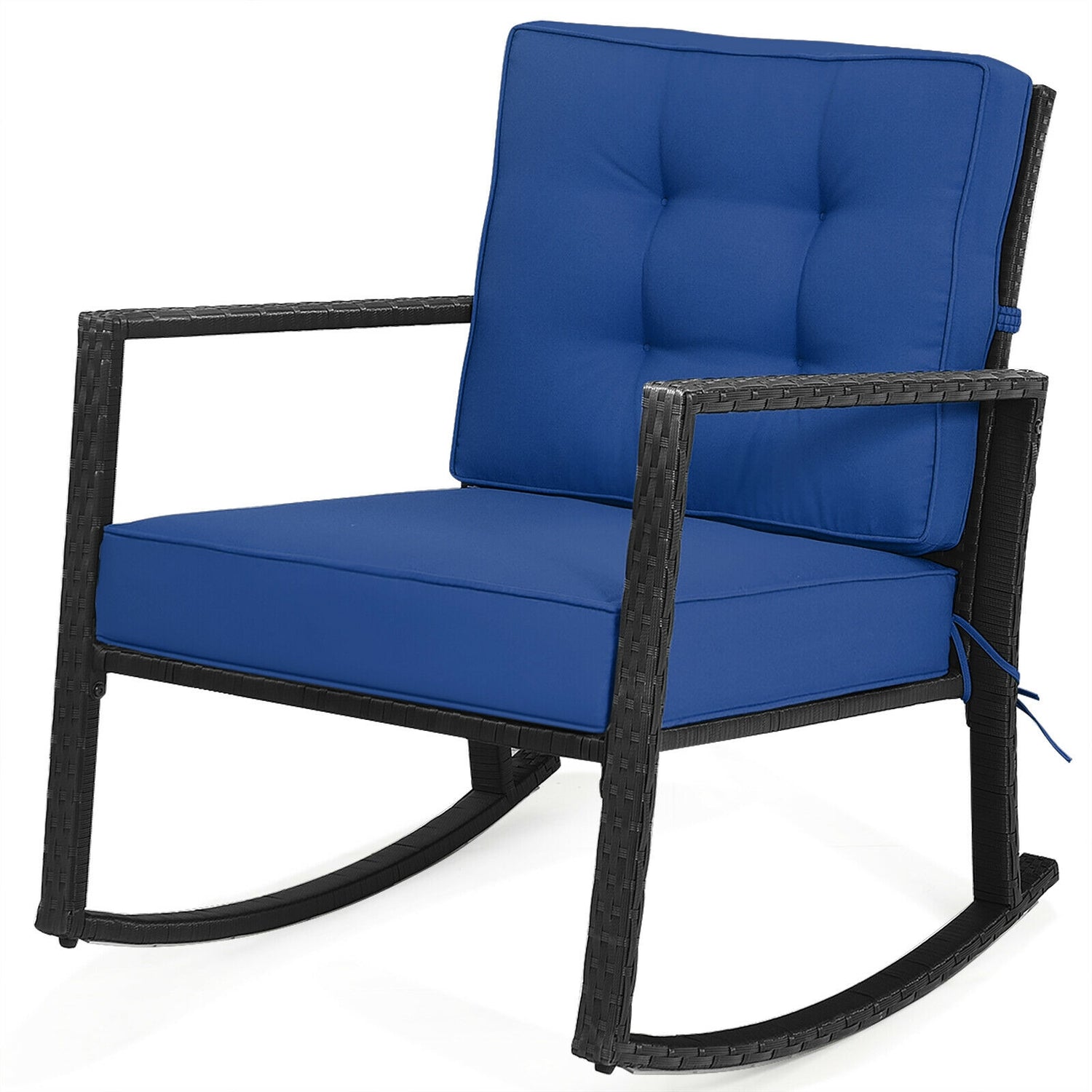 Patio Rattan Rocker Outdoor Glider Rocking Chair Cushion Lawn