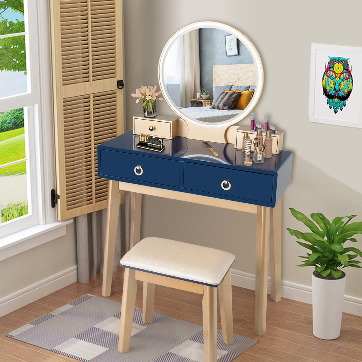 Set 3 Makeup Vanity Table Color Lighting Jewelry Divider Dressing Table