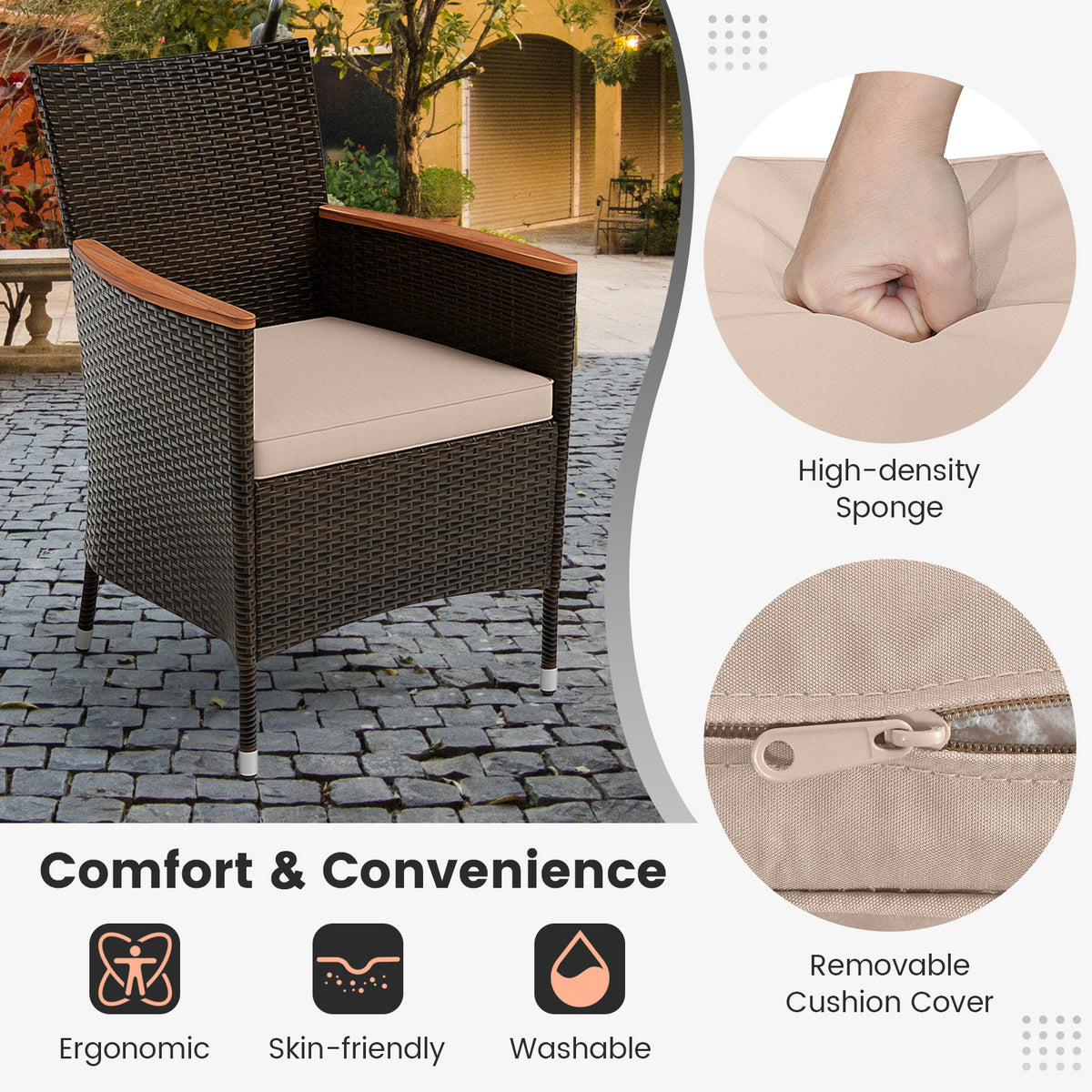 11 Pieces Patio Dining Set with 15 Feet Double-Sided Patio Umbrella and Base