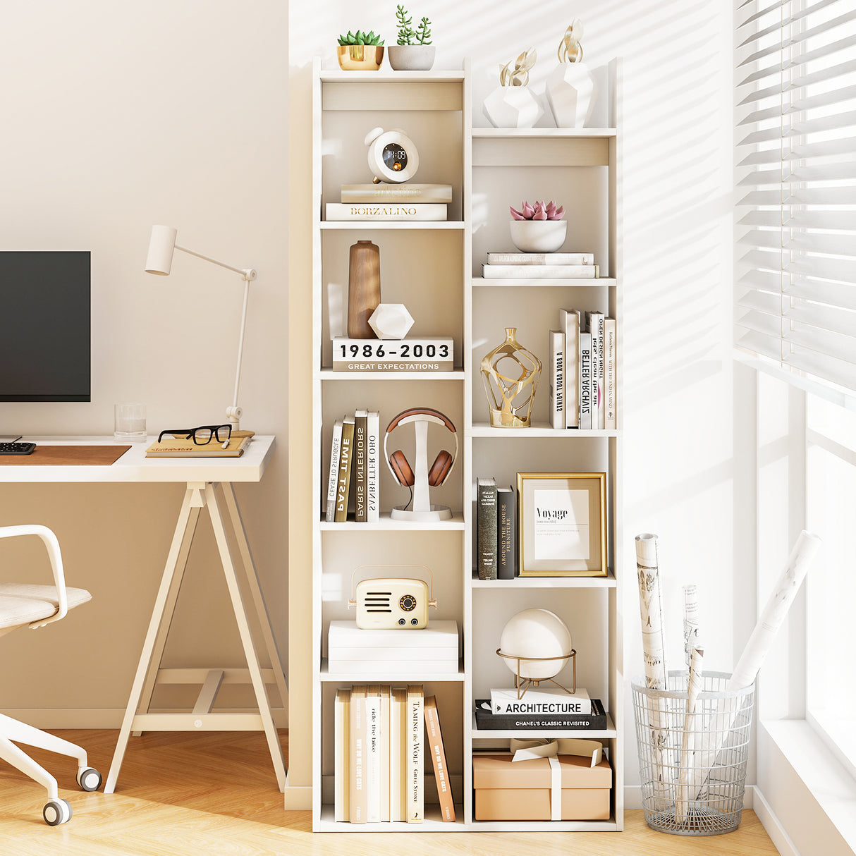 11-Tier Modern Book Organizer Bookcase with Anti-Tipping Kits