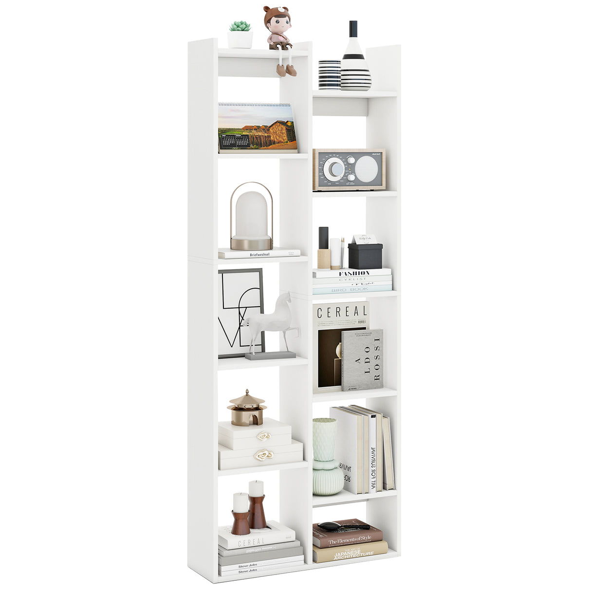 11-Tier Modern Book Organizer Bookcase with Anti-Tipping Kits