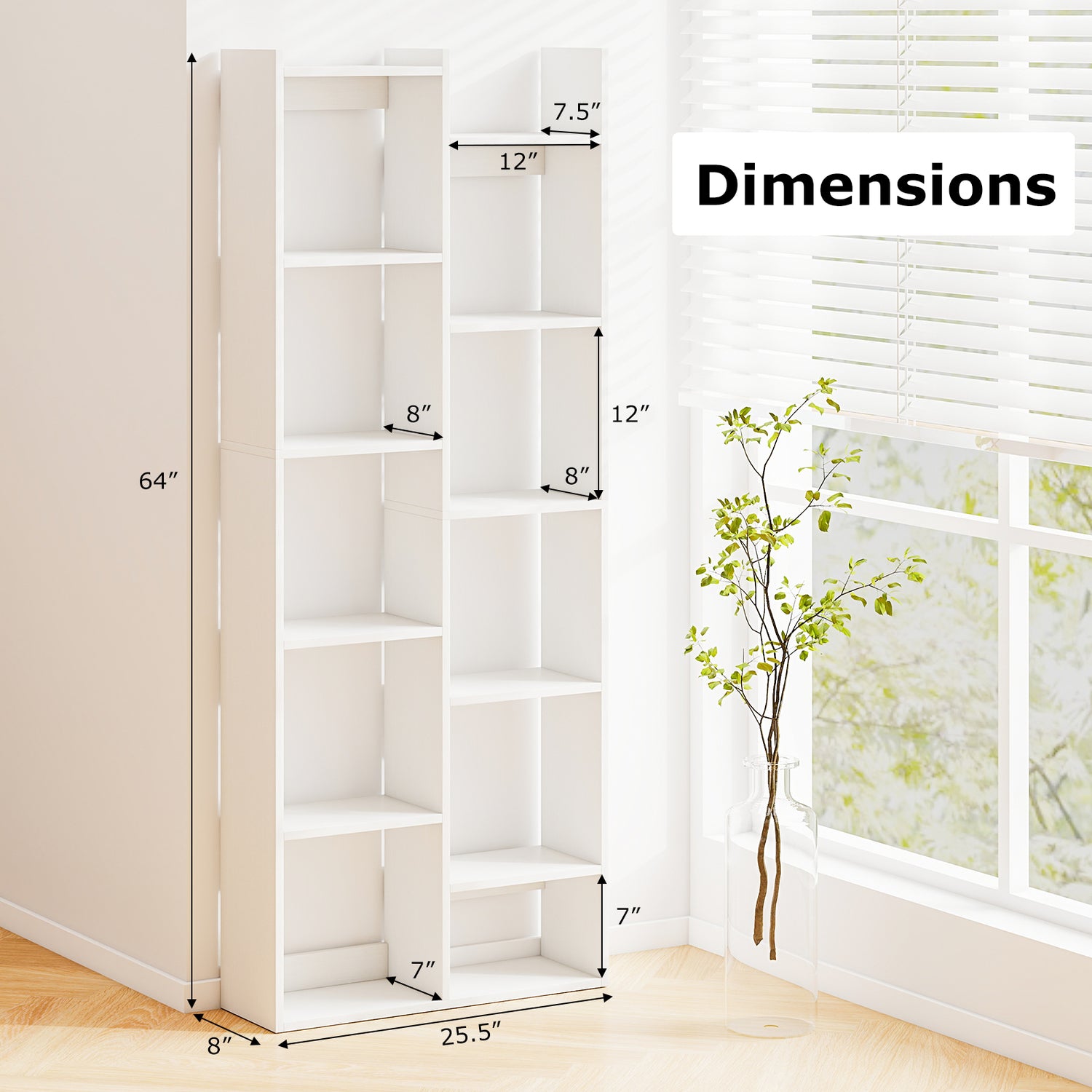 11-Tier Modern Book Organizer Bookcase with Anti-Tipping Kits