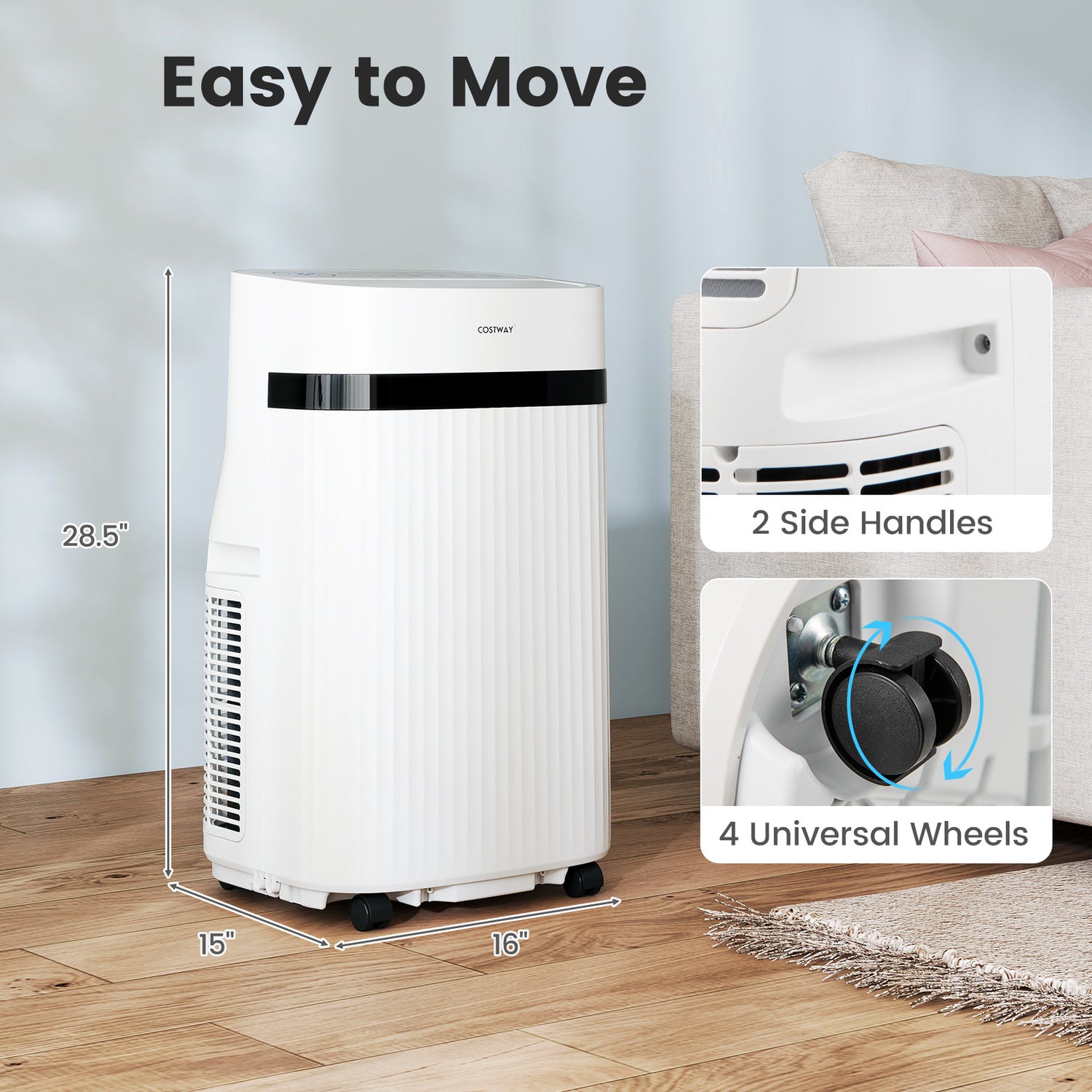 12000 BTU Portable Air Conditioner 3 in 1 Energy-saving with Fan and Dehumidifier-White