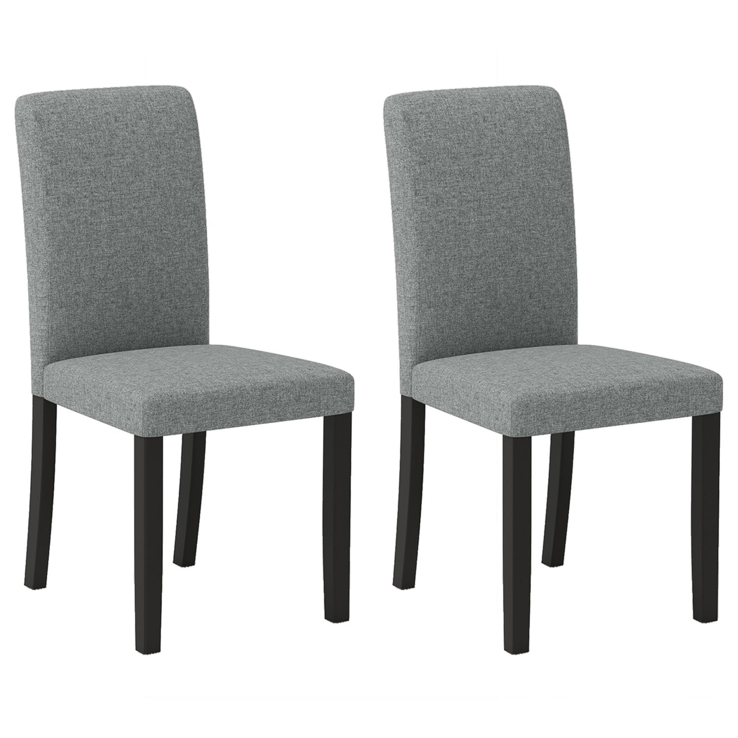 Dining Chair Set of 2 Mid-Century Modern Chairs with Rubber Wood Legs-Gray