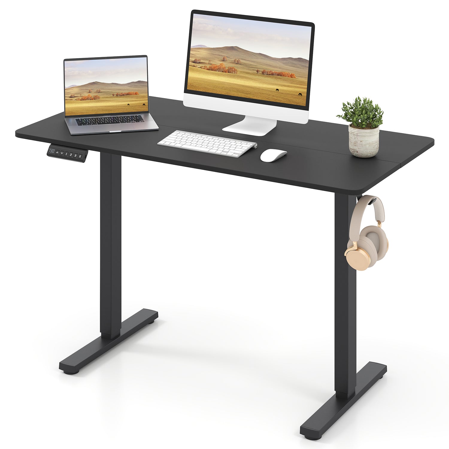 48 Inch x 24 Inch Ergonomic Electric Standing Desk with 3 Memory Settings for Home Office