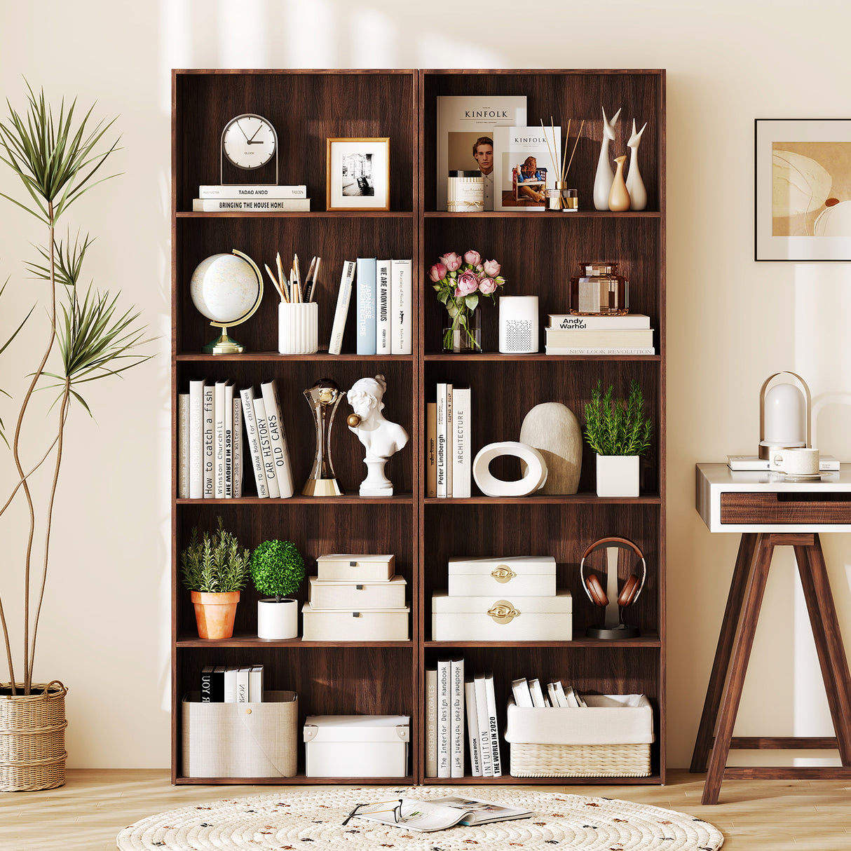 5-Shelf Storage Bookcase Modern Multi-Functional Display Cabinet Furniture