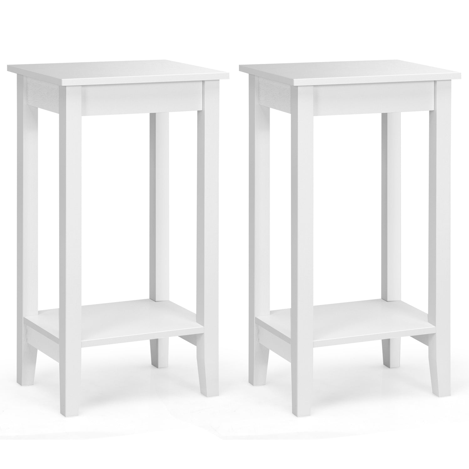 Set of 2 Versatile 2-Tier End Table with Storage Shelf