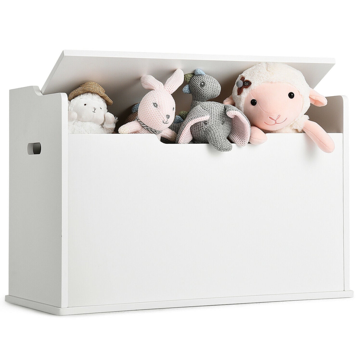 Kids Toy Wooden Flip-top Storage Box Chest Bench with Cushion Hinge