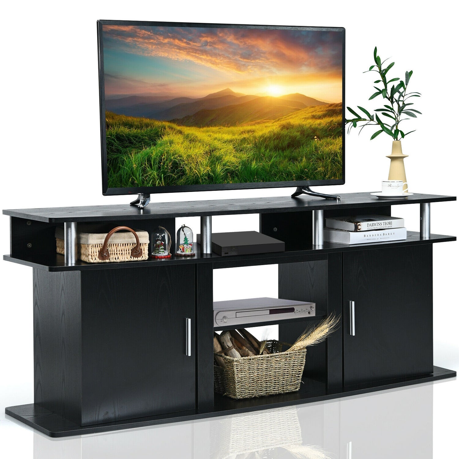 63 Inch TV Entertainment Console Center with 2 Cabinets