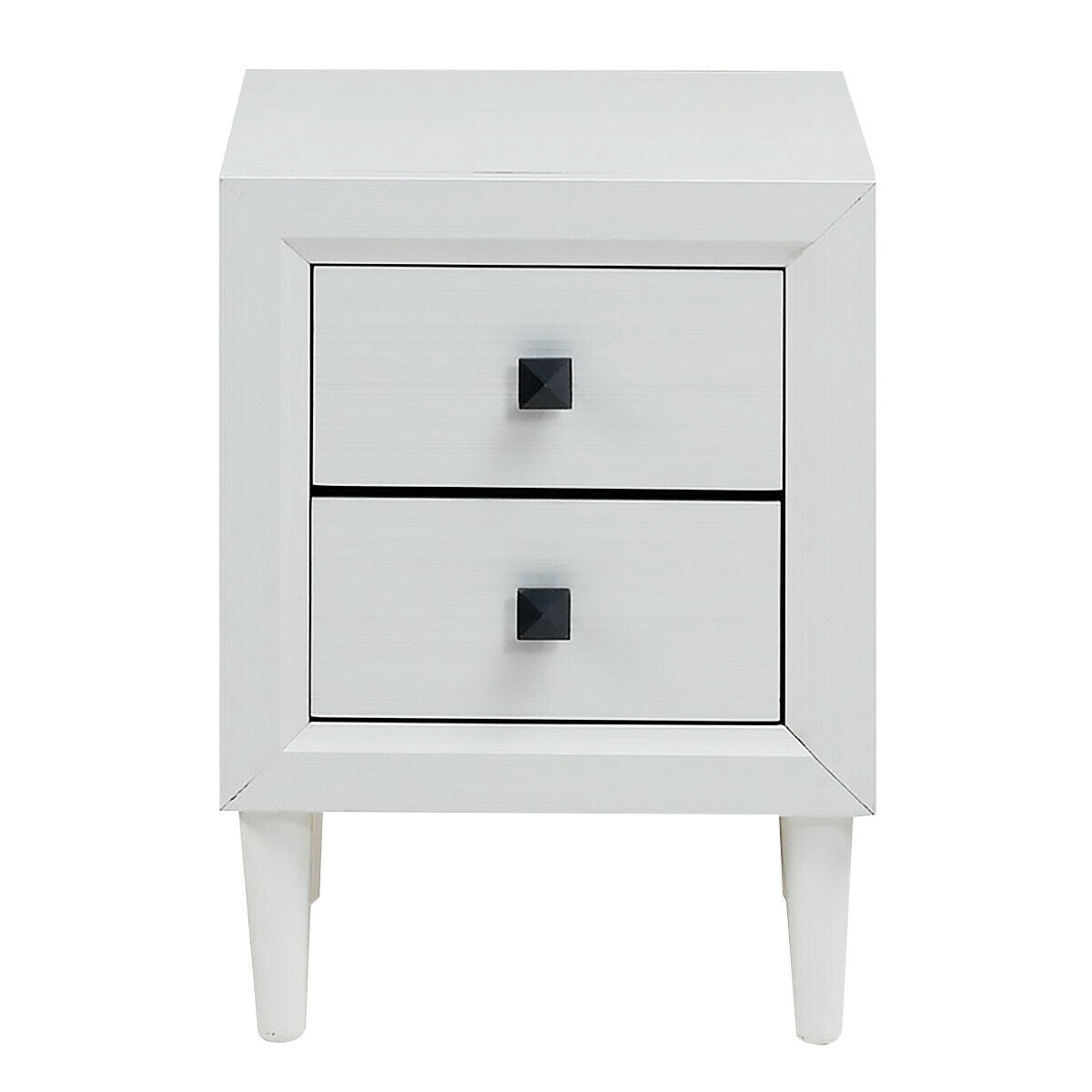 2Pcs Multipurpose Retro Nightstand with 2 Drawers