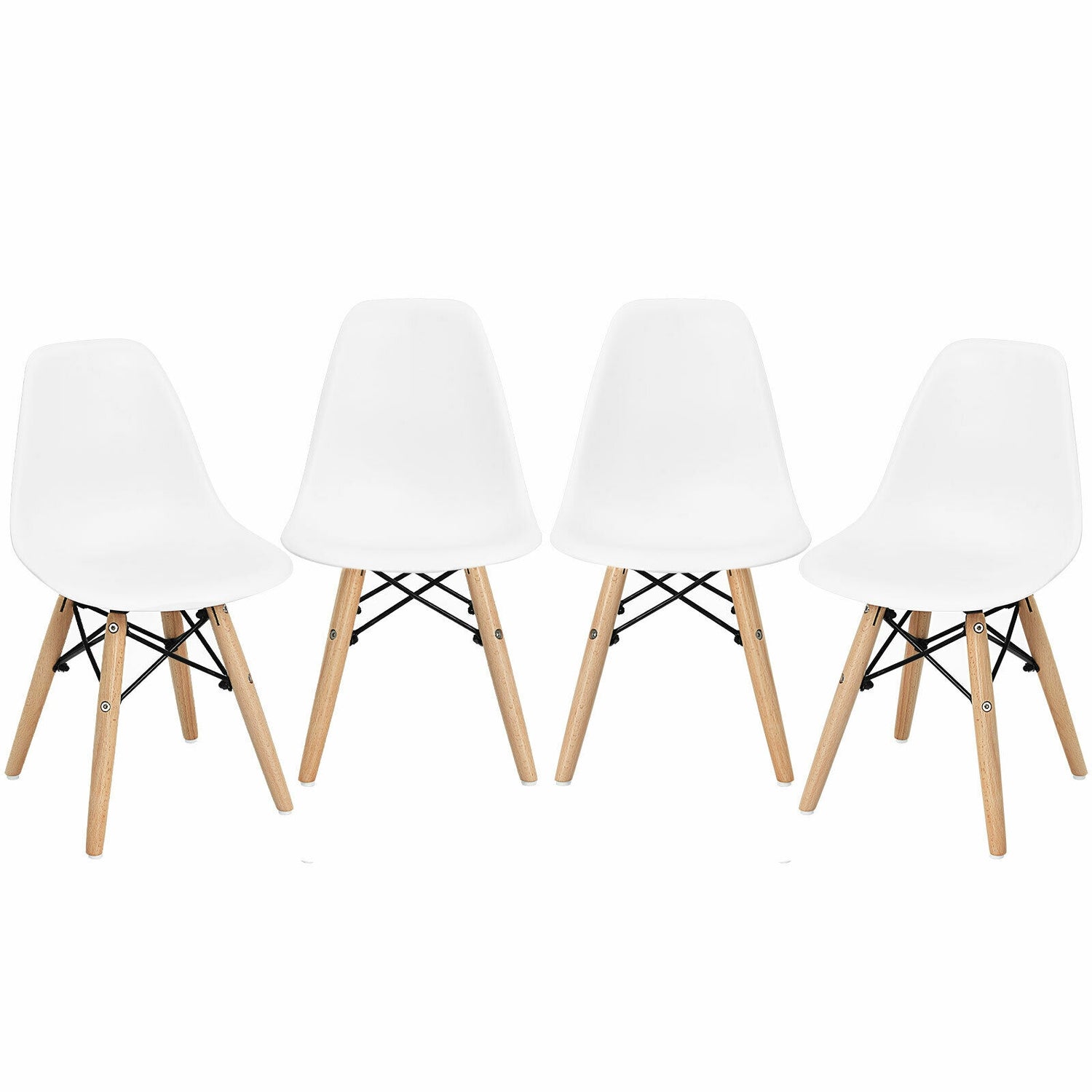 4 PCS Children Chair Set Medieval Style Dining Chairs with Wood Legs