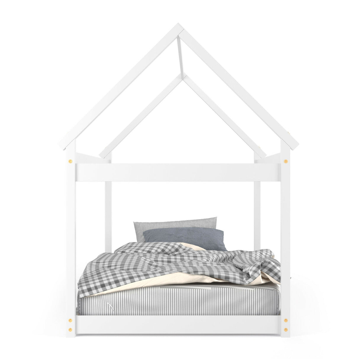 Stable Kids Platform Floor Bed with Roof ang Heavy-Duty Slats