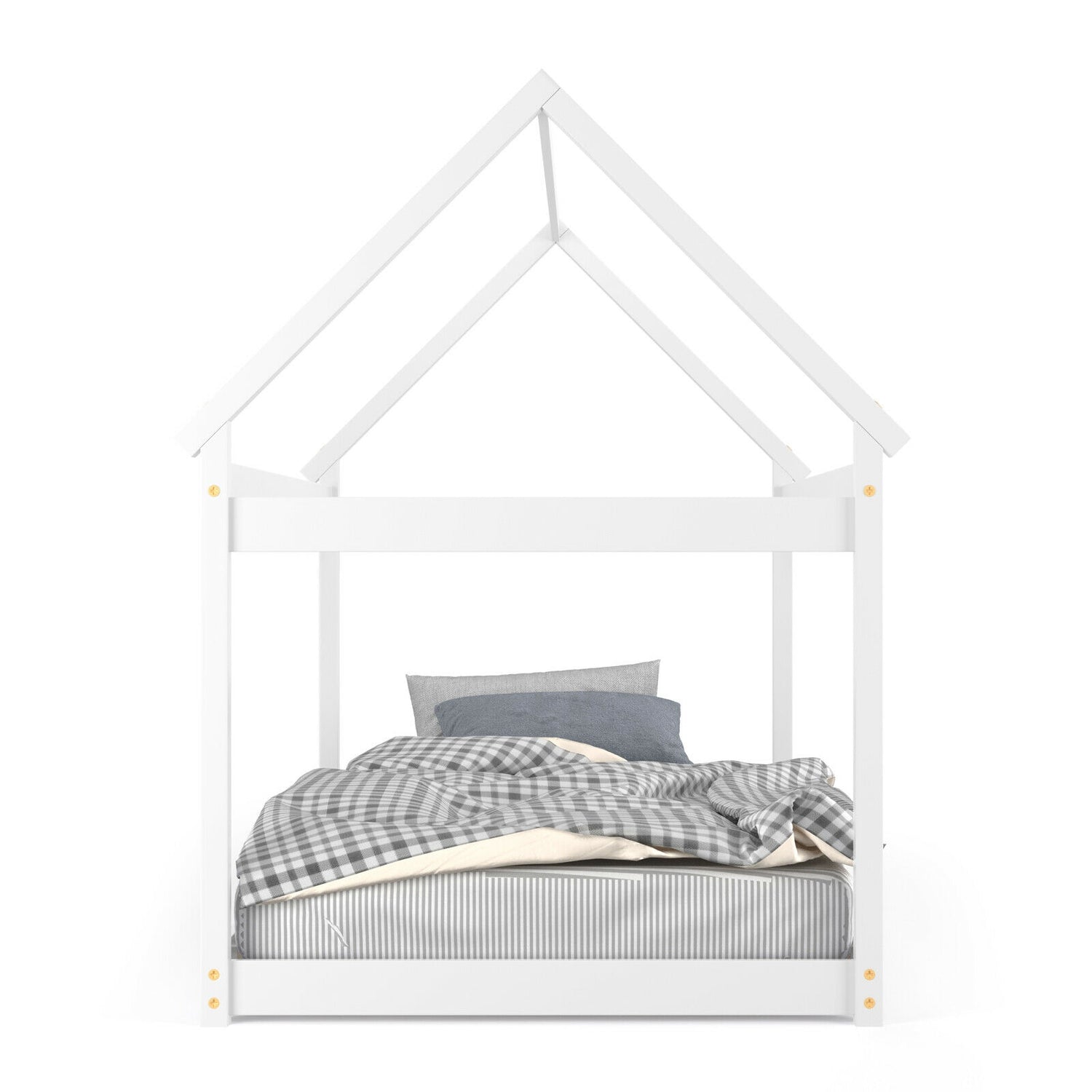 Stable Kids Platform Floor Bed with Roof ang Heavy-Duty Slats