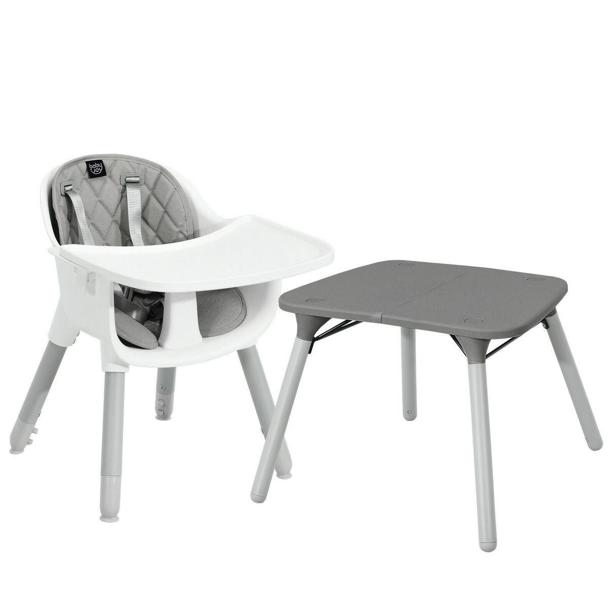 4-in-1 Baby Convertible Toddler Table Chair Set with PU Cushion