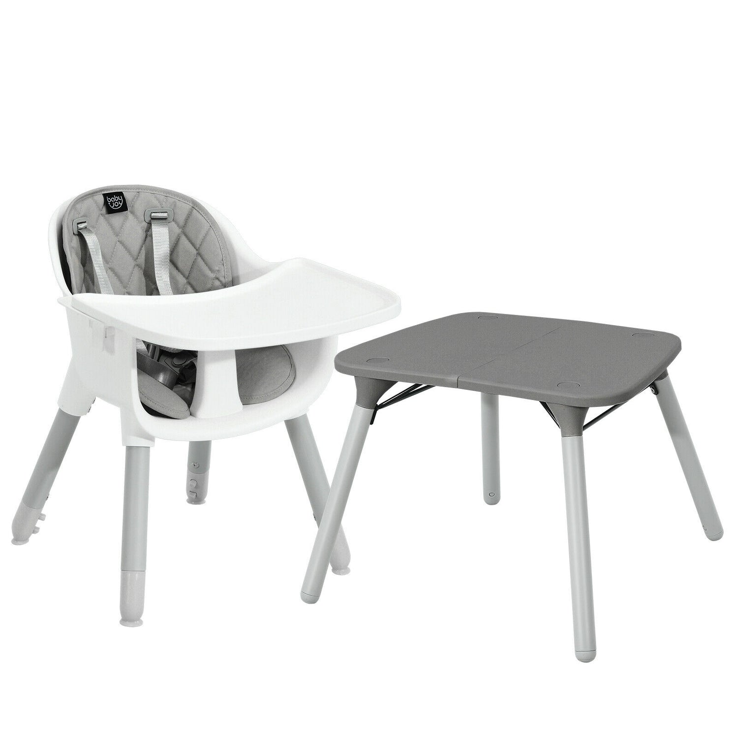 4-in-1 Baby Convertible Toddler Table Chair Set with PU Cushion