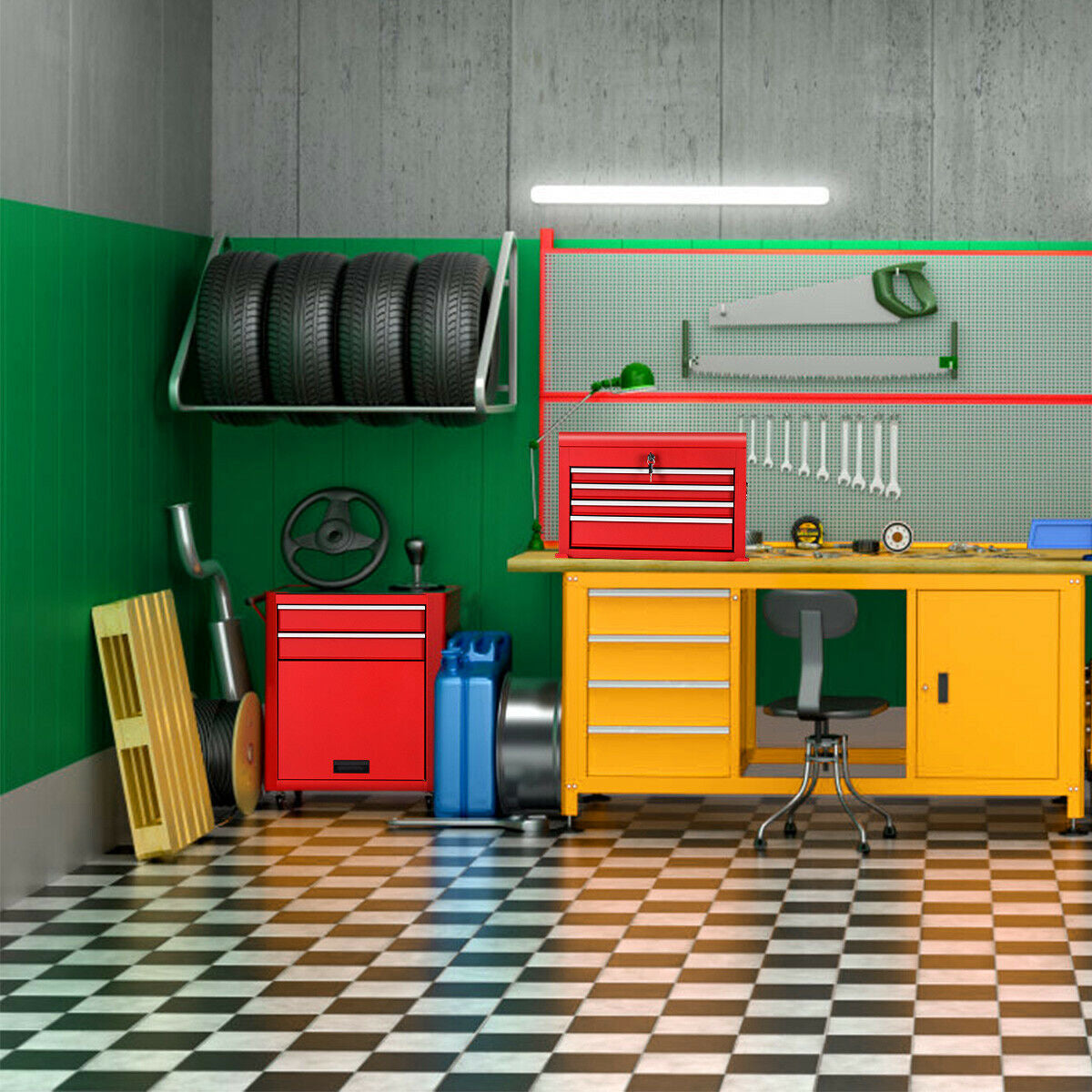 Rolling Cabinet Storage Chest Box Garage Toolbox Organizer