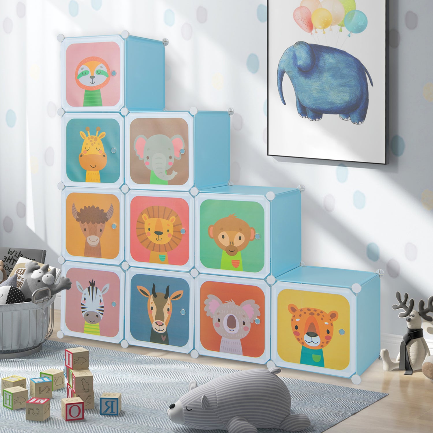 12 Cube Kids Wardrobe Closet with Hanging Section and Doors