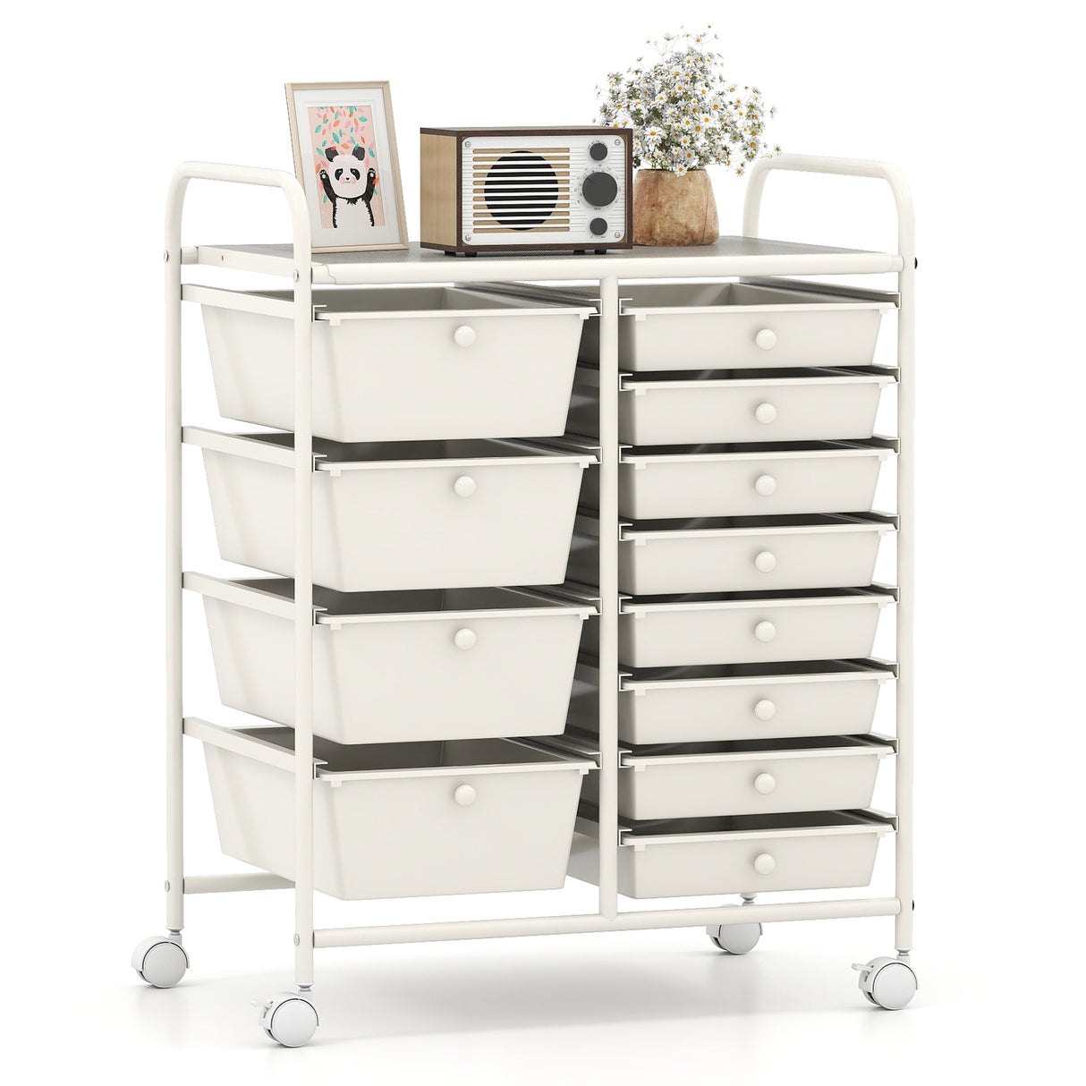 12-Drawer Utility Rolling Cart with Drawers Multi-Use Storage