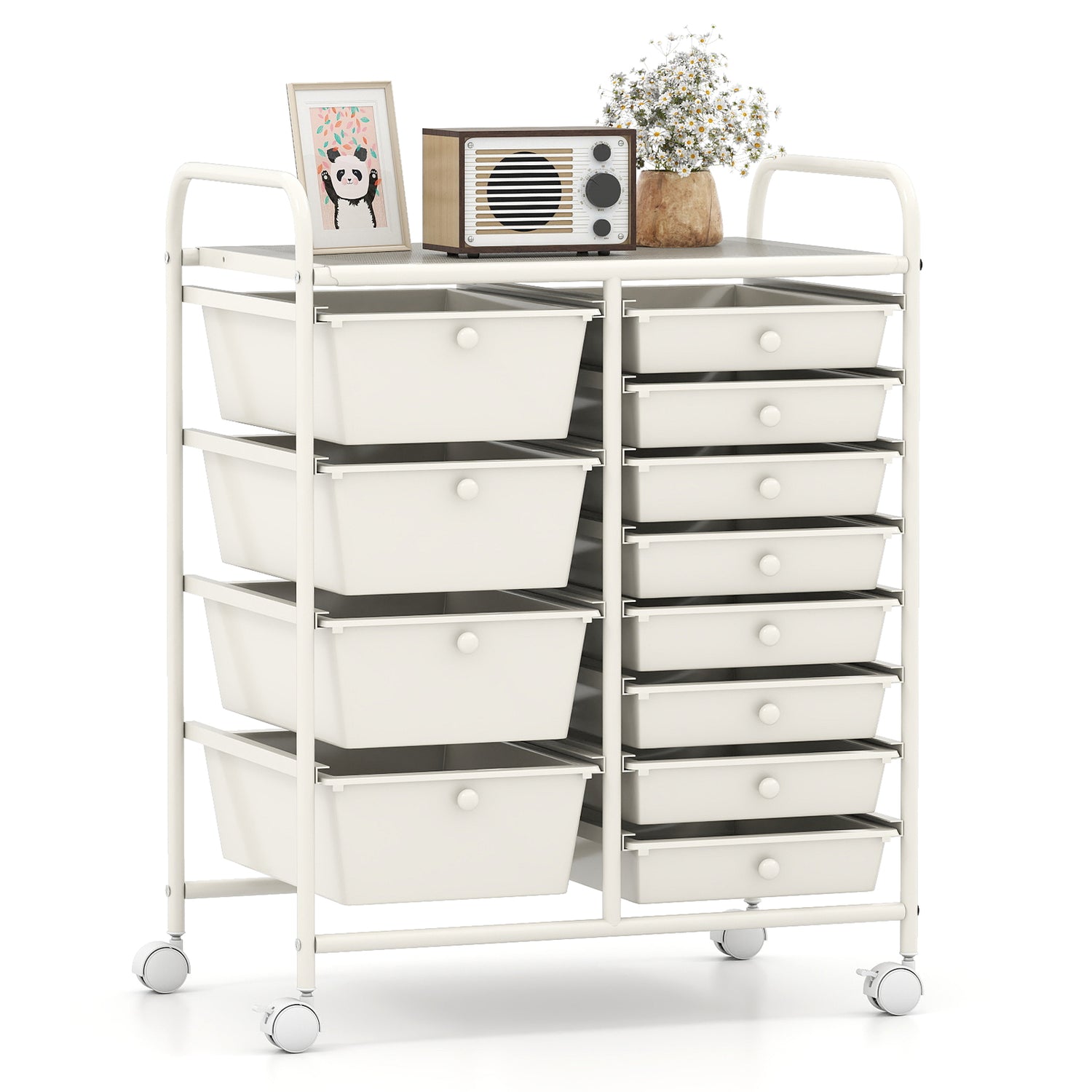 12-Drawer Utility Rolling Cart with Drawers Multi-Use Storage