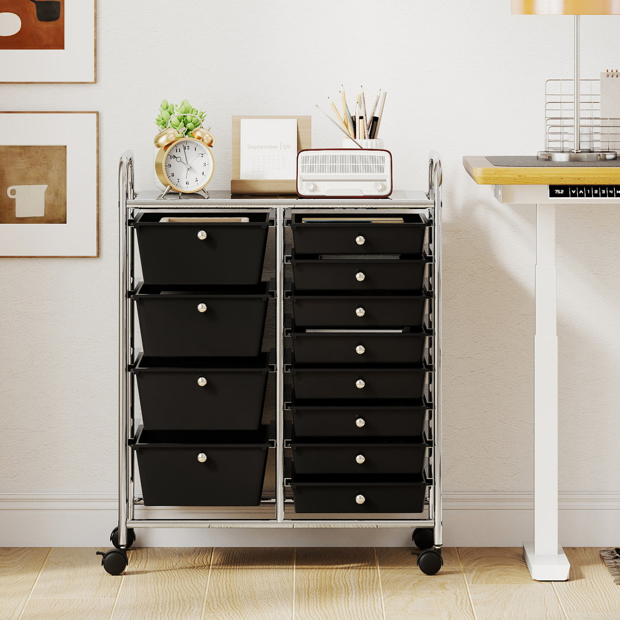 12-Drawer Utility Rolling Cart with Drawers Multi-Use Storage