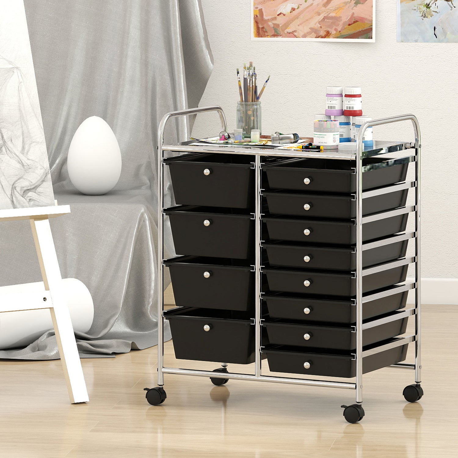 12-Drawer Utility Rolling Cart with Drawers Multi-Use Storage