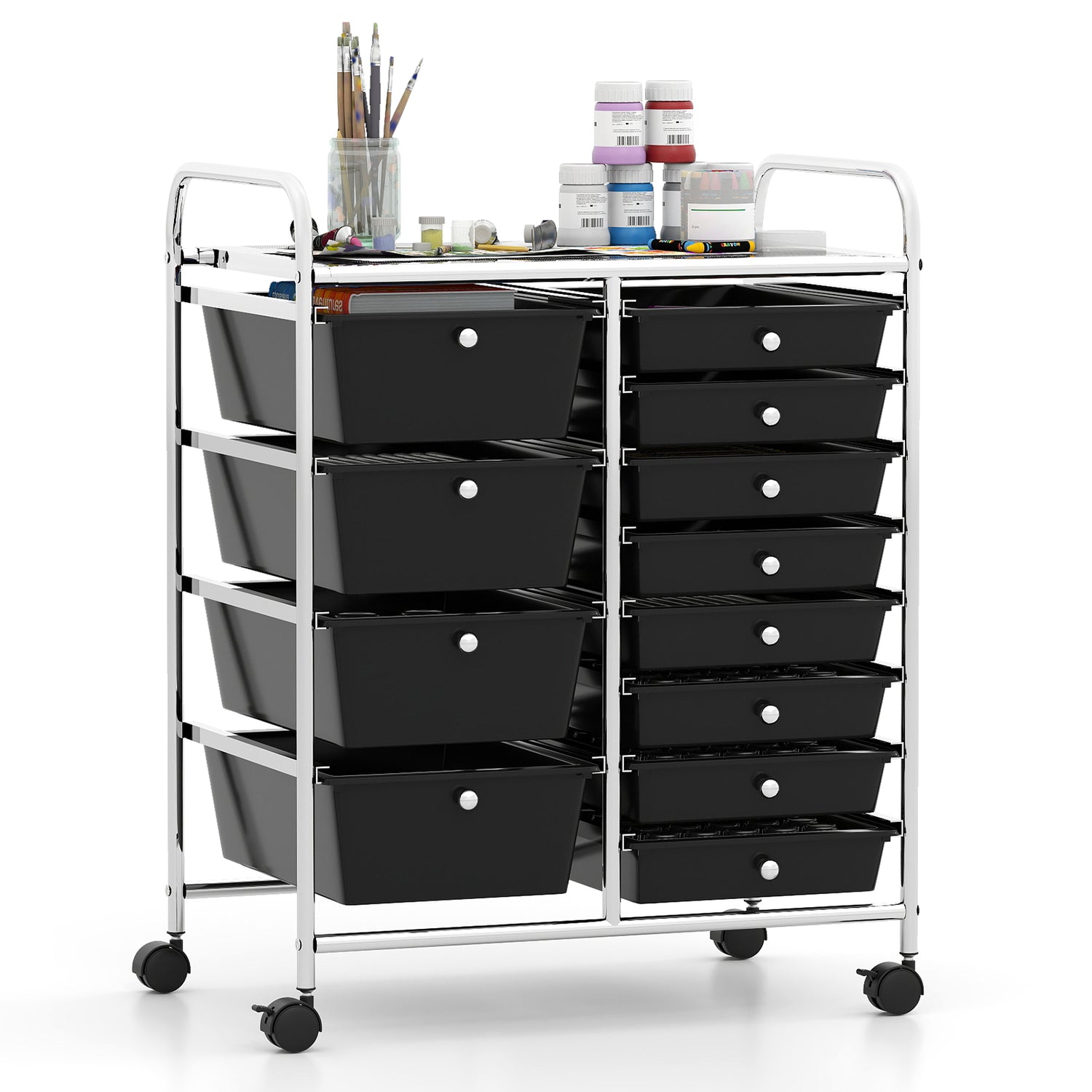 12-Drawer Utility Rolling Cart with Drawers Multi-Use Storage