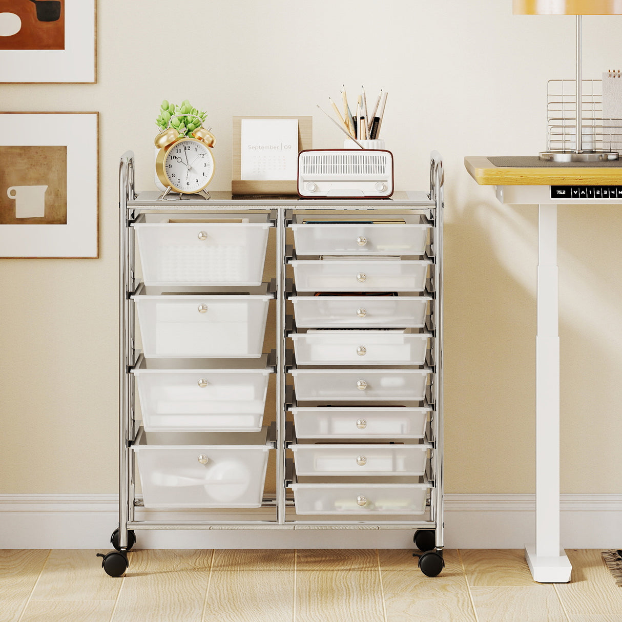 12-Drawer Utility Rolling Cart with Drawers Multi-Use Storage