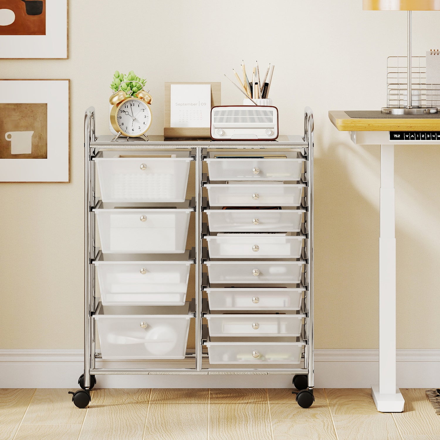 12-Drawer Utility Rolling Cart with Drawers Multi-Use Storage