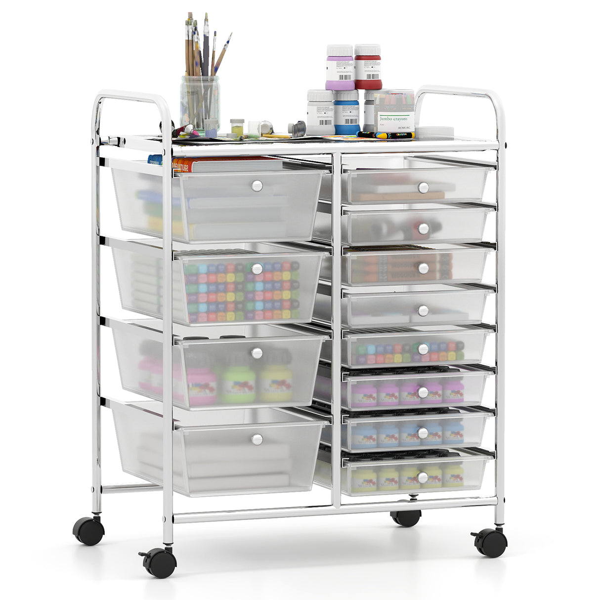 12-Drawer Utility Rolling Cart with Drawers Multi-Use Storage