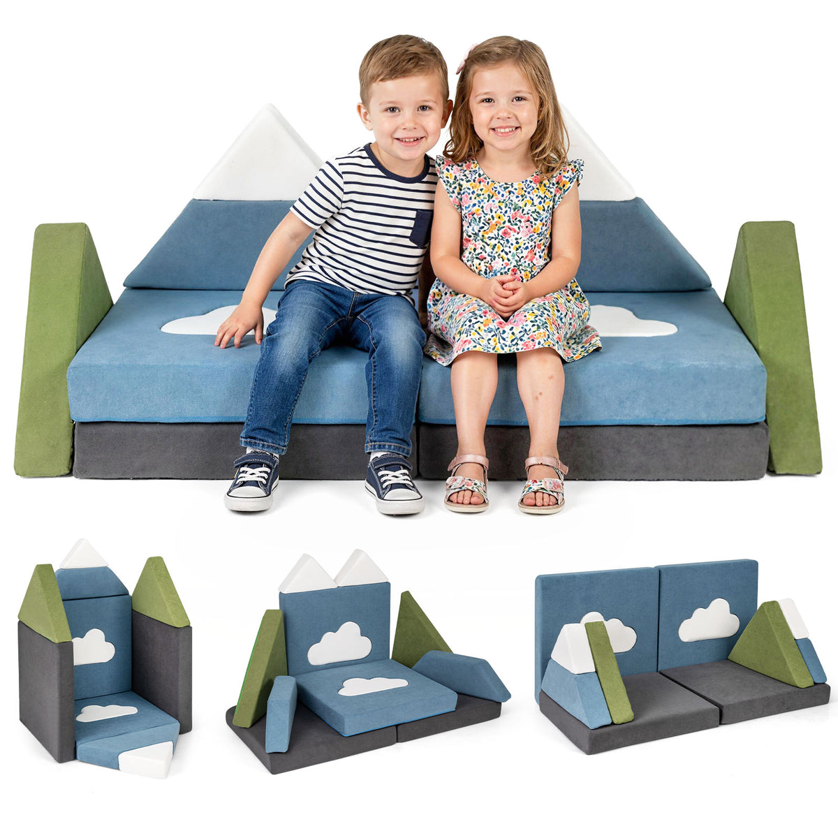12 Pieces Snow Mountain Theme Toddler Foam Building Fort