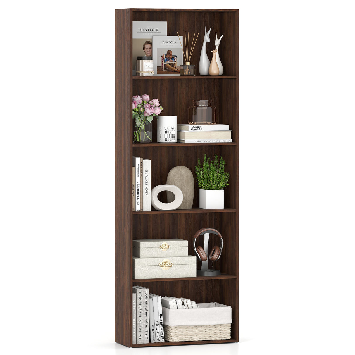 5-Shelf Storage Bookcase Modern Multi-Functional Display Cabinet Furniture
