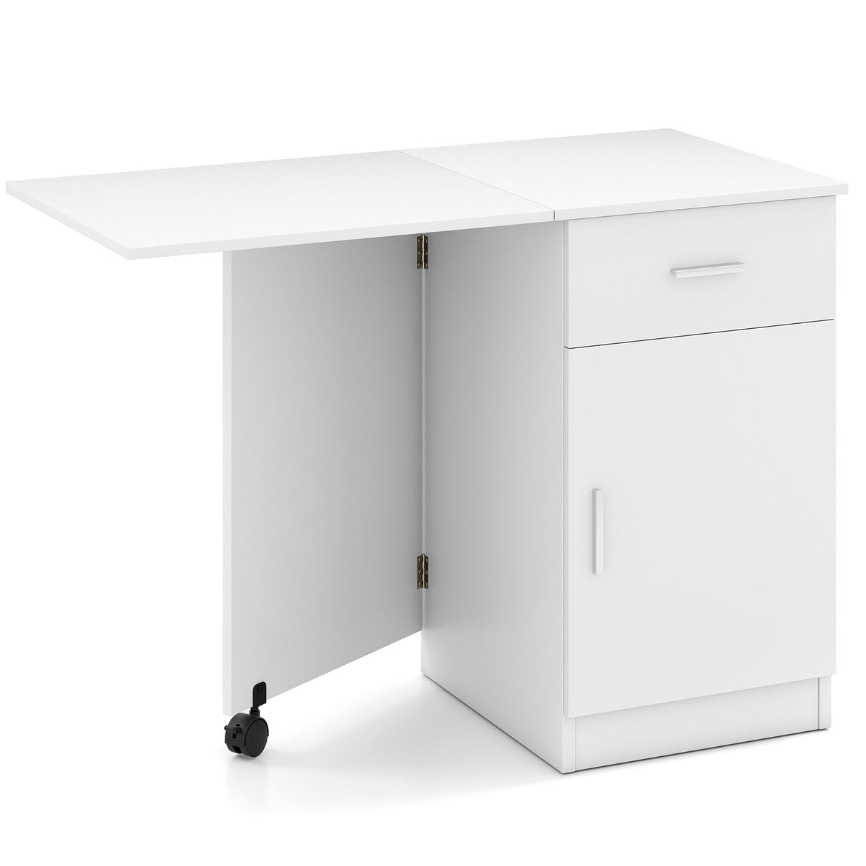 Folding Computer Desk with Drawer Mobile Home Office Desk with Cabinet