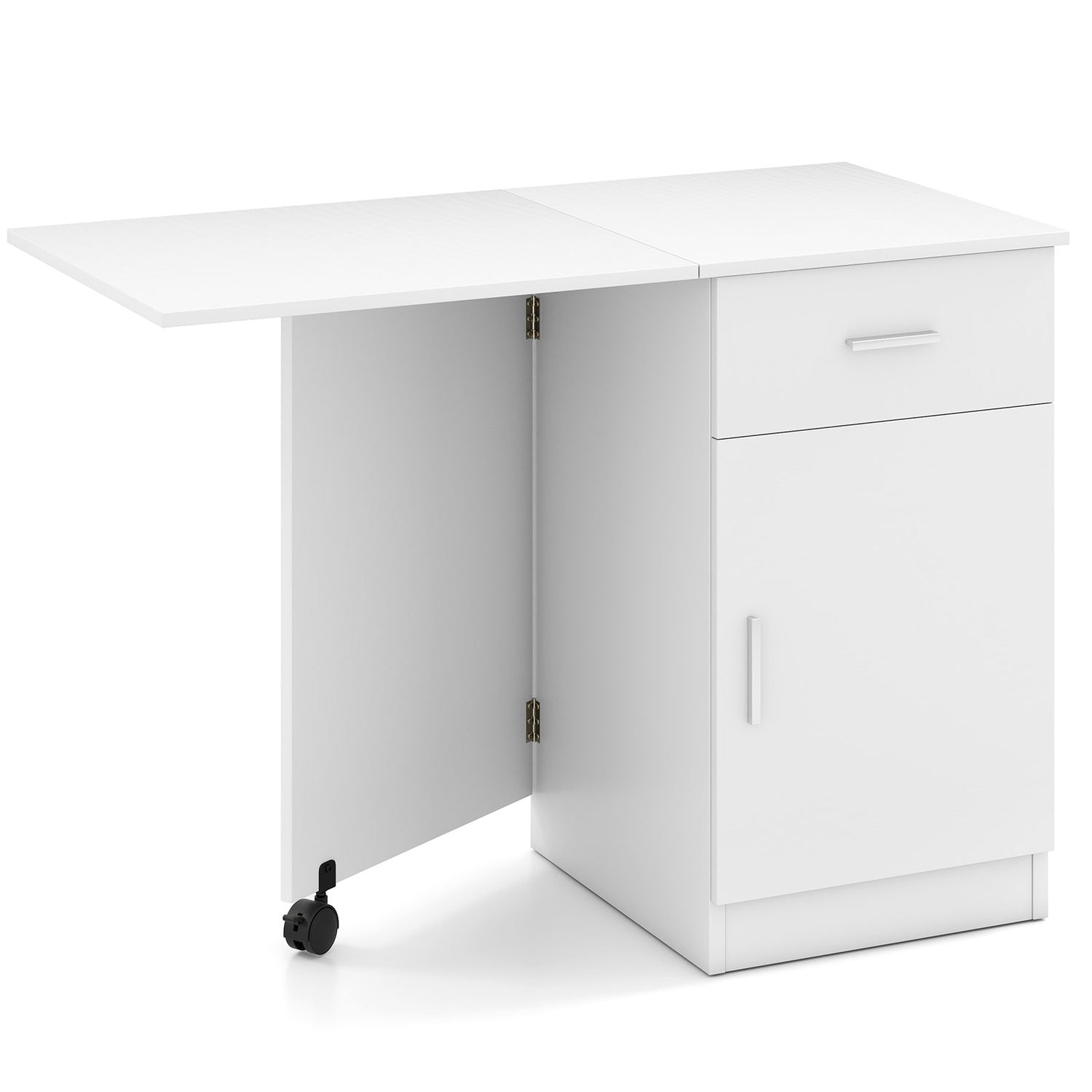 Folding Computer Desk with Drawer Mobile Home Office Desk with Cabinet