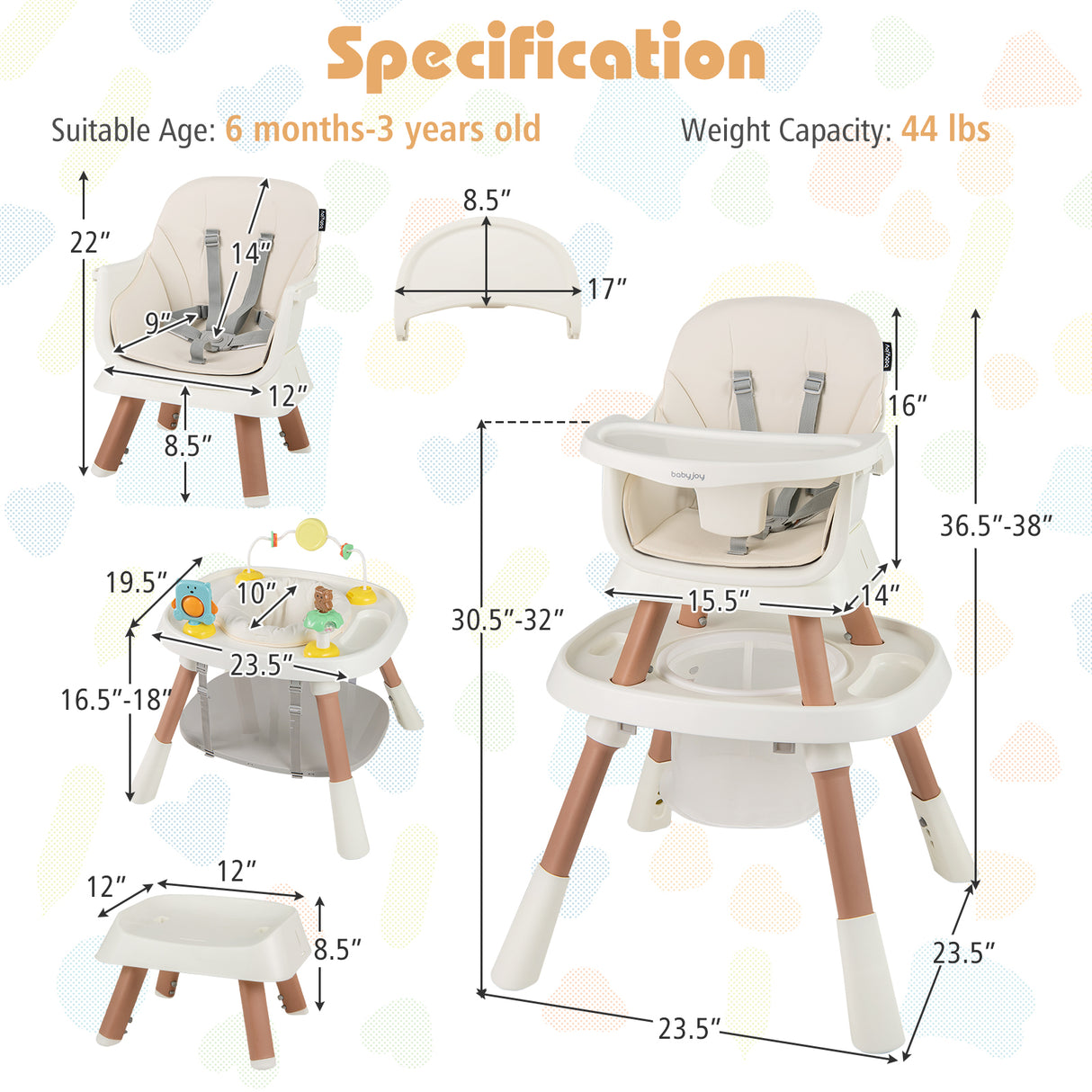 16-in-1 Baby High Chair with Activity Center and Booster Seat for Babies and Toddlers