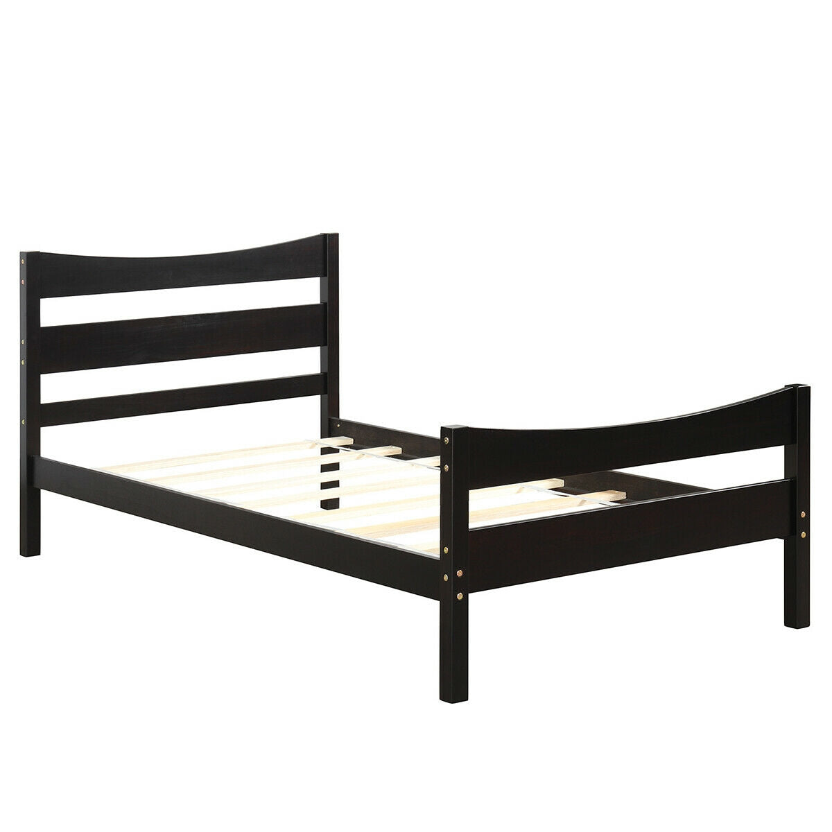 Twin Size Rustic Platform Bed Frame with Headboard and Footboard