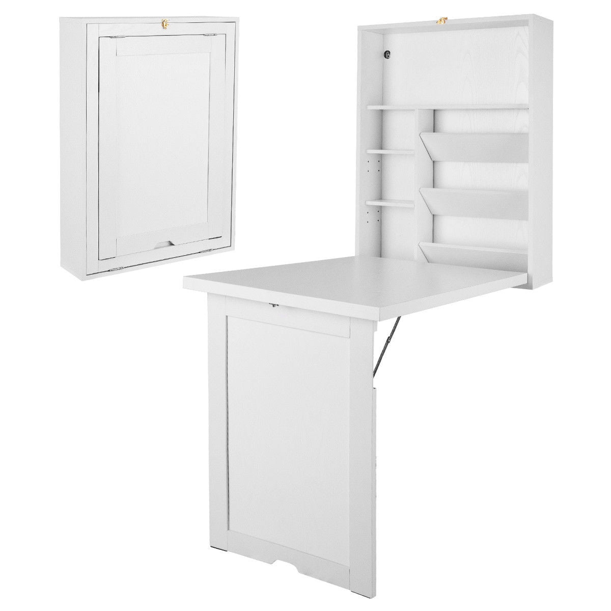 Wall Mounted Fold-Out Convertible Floating Desk Space Saver